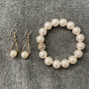 NWOT Faux Pearl Earrings and Bracelet